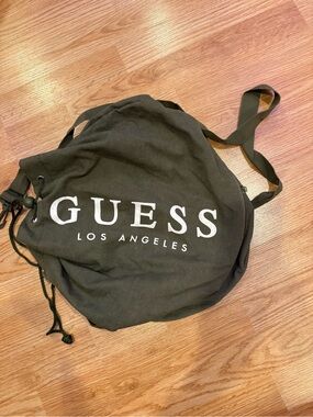 GUESS Los Angeles Olive Green Drawstring Bag
